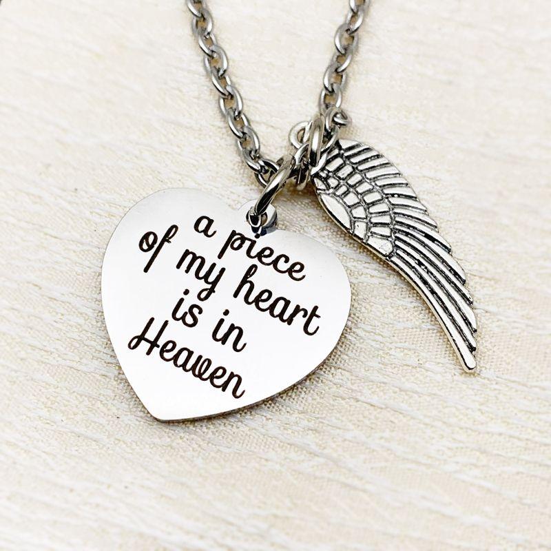 

Ожерелье «Мое сердце на небесах» Крыло ангела Подвеска в форме сердца Мемориальные украшения для мужчин и женщин