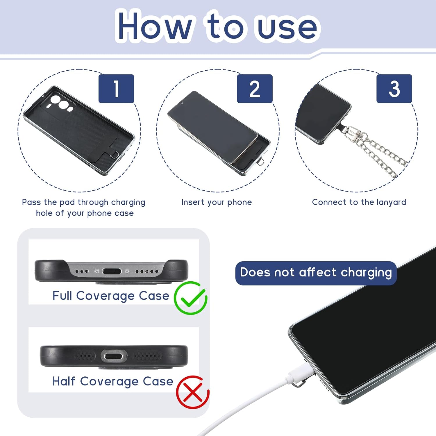 2pcs Cell Phone Lanyard for Women Universal Crossbody Multifuctional Cell Phone Lanyards Around The Neck Crossbody Wrist Chain with 4pcs Patch Cell