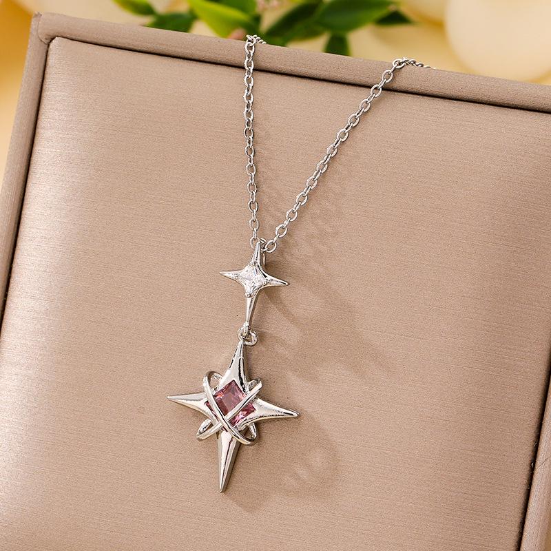 Women's Silver Titanium Steel Necklace with Micro-Inlaid Zircon - Elegant, Durable Clavicle Chain Jewelry