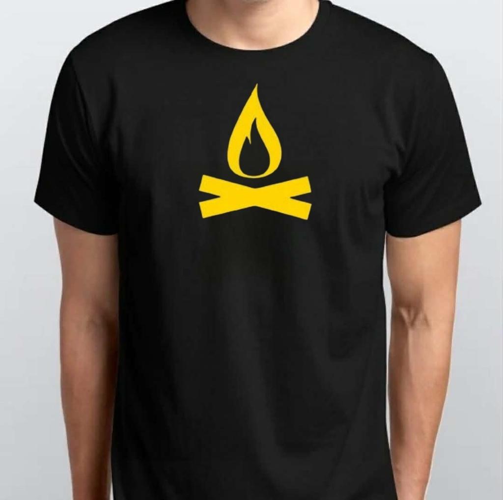 Camp Fire Graphic Print Unisex T-SHIRT S M L XL XXL 3 4 XL Black White