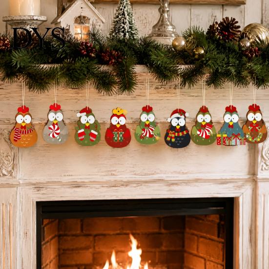 Holiday Party Hanging Decor 12/24/36Pcs Christmas Chick Ornaments, Wooden Cartoon Ornaments for Tree, Wood Tree Cute Kids Family Friends Xmas Supplies