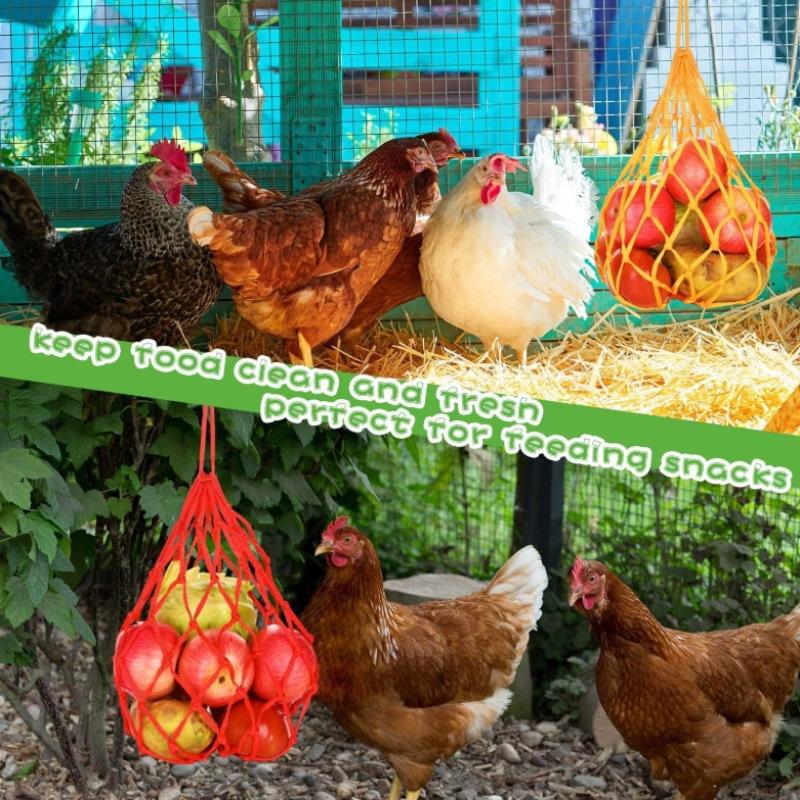 Hanging Chicken Feeding Net Bag Feeder Bag For Poultry Use Nylon Feeder Bag Automatic Feeder For Farm Vegetable Holder