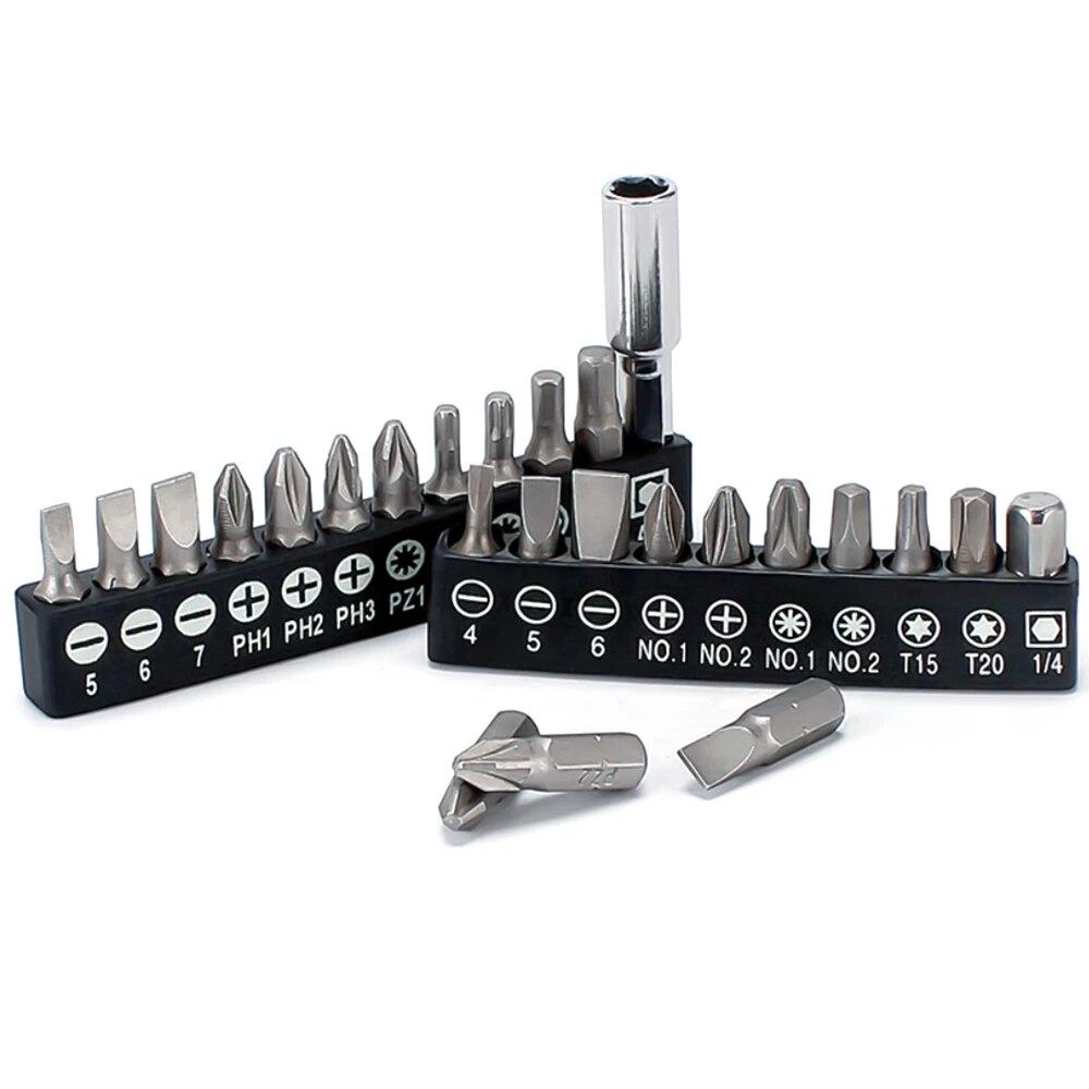 

12pc Black Adhesive Strip with Hexagonal Screwdriver 60mm Extension Rod Conversion Head Electric Tool Accessory Set
