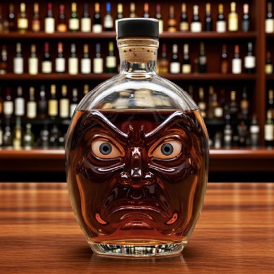 Pumpkin Wine Bottle with Human Face Creepy Cute Spooky Wine Bottle Unique Evil Smirks Fun Face Bottle for Halloween