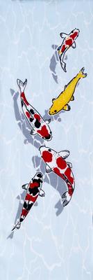 Anbo Dyeing Hand Towel "Nishikigoi On the Water Surface" Authentic Dyed 100% Cotton Tokuoka, Made In Japan, 35cm X 100cm