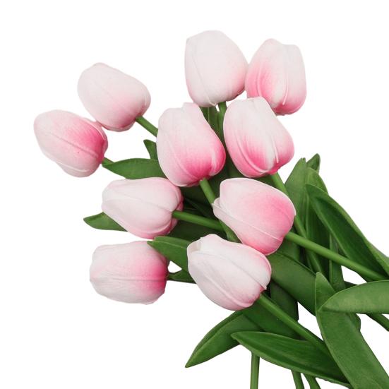 6 Pcs Artificial Tulip Flowers Real Touch Faux PU Tulip Bouquet Fake Flower Arrangement for Home Room Office Party Wedding Decoration
