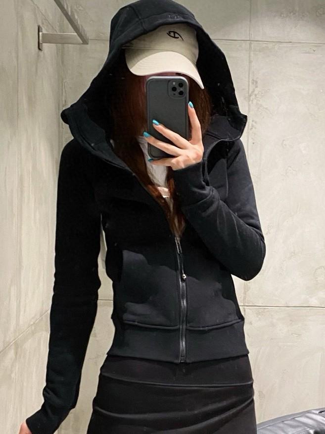 Women's Slim Hooded Scuba Jacket with Fleece - Autumn/Winter Casual Zipper Sweatshirt