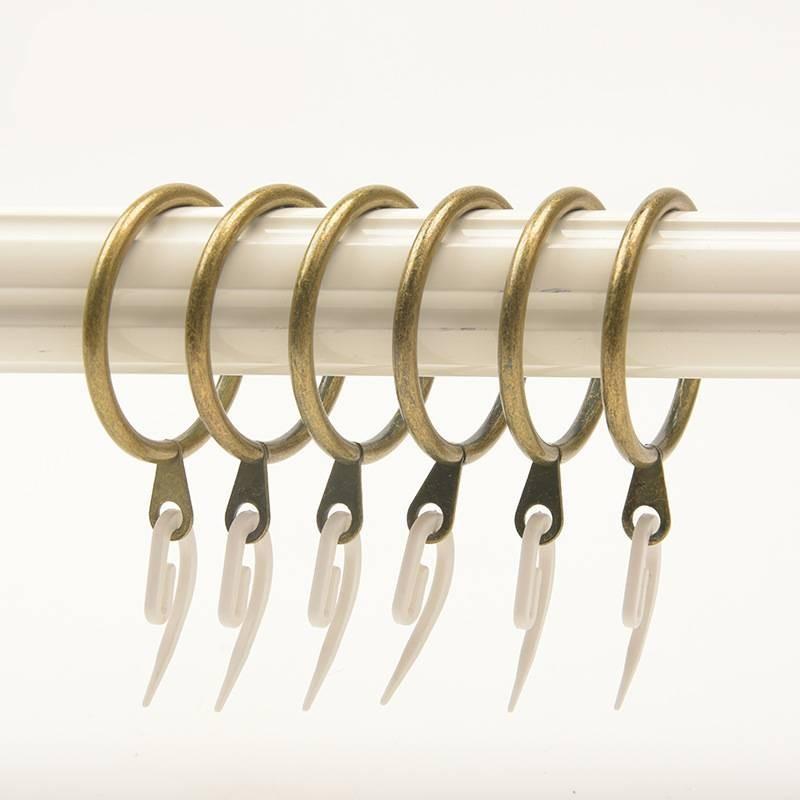 Curtain Drapery Metal Hanging Rings With Plastic Hooks For Curtains And Rods