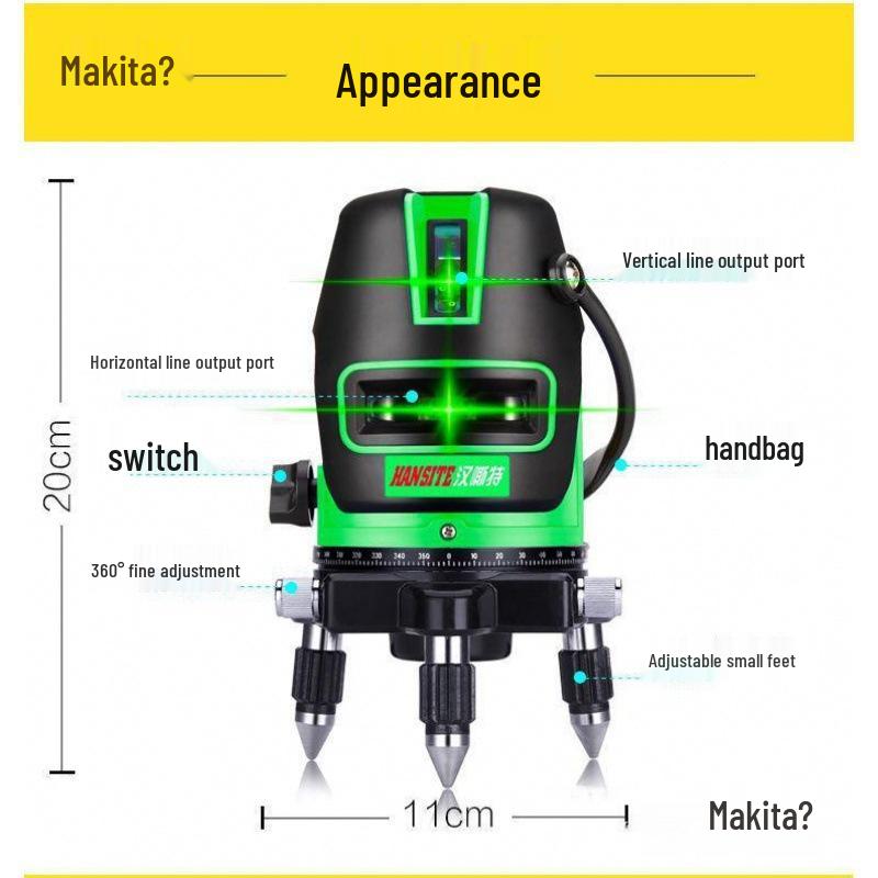 High Precision Green/Blue Infrared Outdoor Laser Level with 2, 3, or 5 Line Options - Maitai Bao.