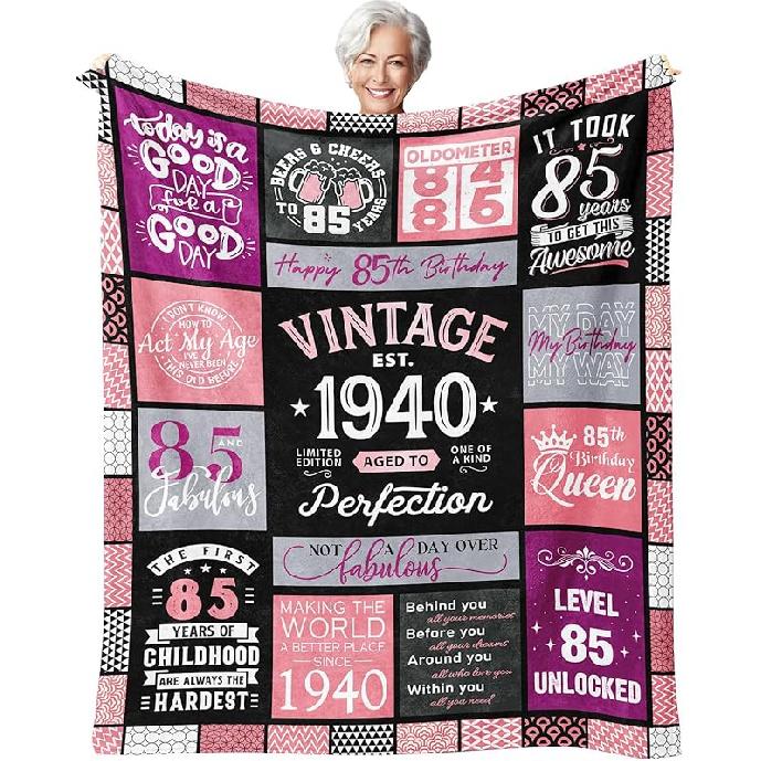 90th Birthday Gifts for Women Throw Blanket 60 x 50 , 90 Year Old Birthday Gifts for Women, Woman 90th Birthday Gift Ideas, 90th Birthday Presents, 60 x 50