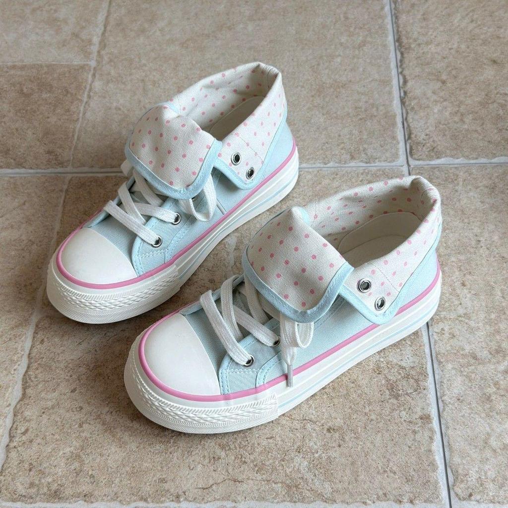 Korean High-Top Women's Polka Dot Board Shoes - Spring/Autumn 2026 Fashion, Casual Niche Design in White
