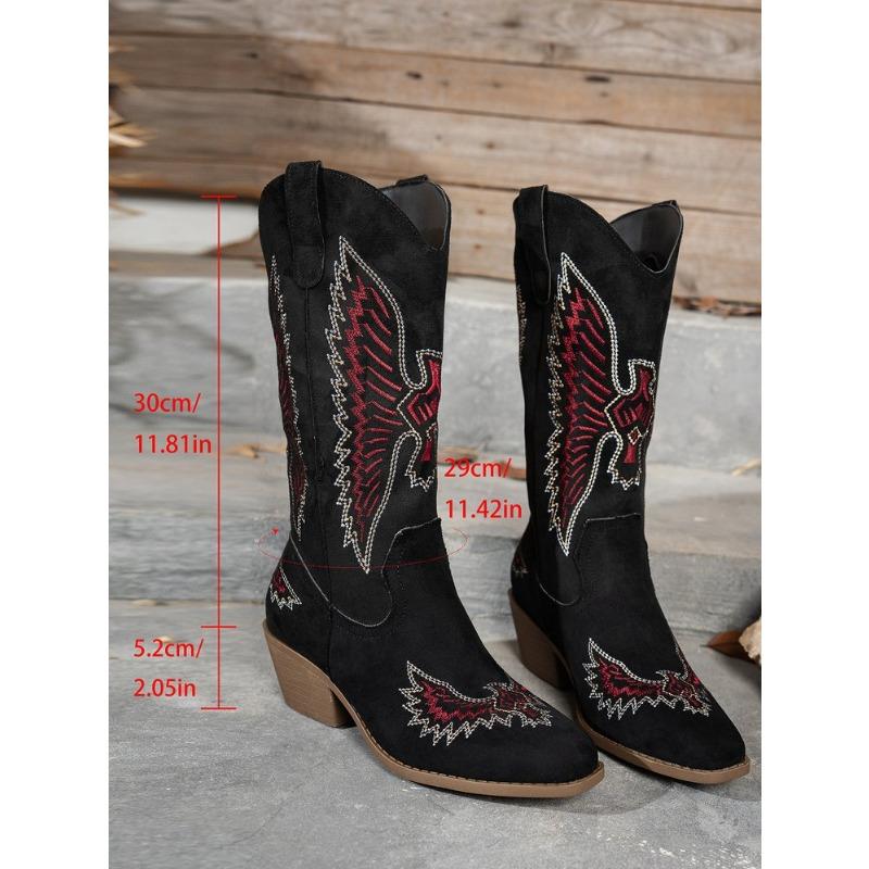 Neue Damen-Einzelschuhe, Spitzschuh, Dickabsatz, Mittelhoher Absatz, Lange Stiefel, Damenstiefel