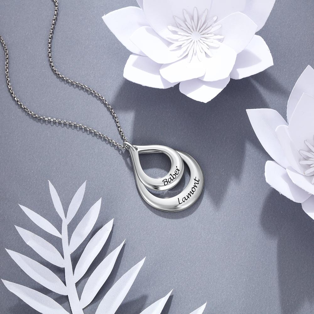 

Personalized Pendant Necklace Sterling Women Sliver Custom Jewelry Hollow Water Drop Pendant Engrave 2 Names Engagement Present GiftTrendy Pendant