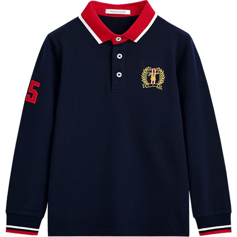 YEEHOO Boys Long Sleeve Polo Shirt 120