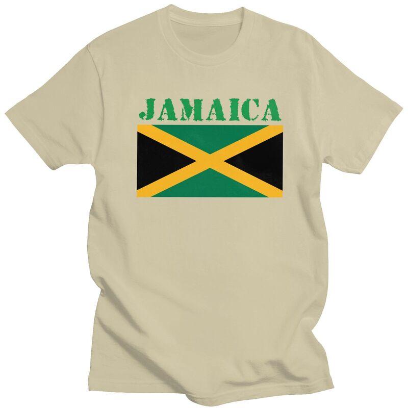 Custom Jamaica Flag T Shirt for Men Pure Cotton Tshirt Casual Tee Short Sleeve Tshirt Loose Fit Clothing