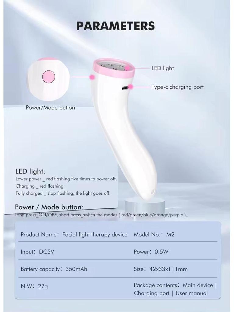 LED Skincare Rejuvenation Device: Red & Blue Light Therapy for Home Use