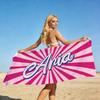 Red Rose Leopard Print Beach Towel 2D Flat Printed Peach Skin Soft Large Bath Towel for Seaside Holiday Party Sunbathing