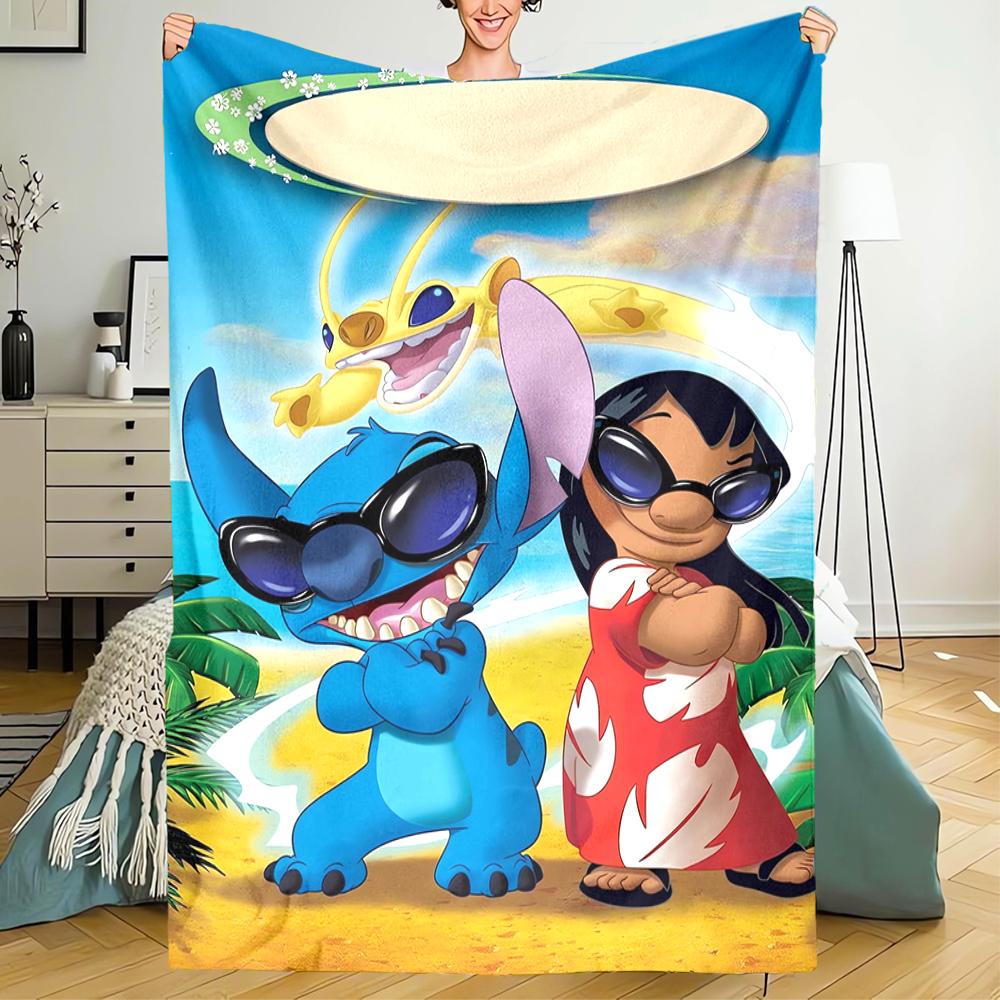 Stitch Theme Printed Blanket - Perfect for Couch, Bed, Travel & Outdoor Use | Machine Washable, Cozy & Durable.
