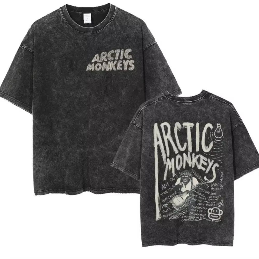 Vintage Washed Oversized Arctic Monkeys Album Print T-Shirt Retro Rock Music Short Sleeve Loose Streetwear Casual Tops For Men Women Daily Outfit