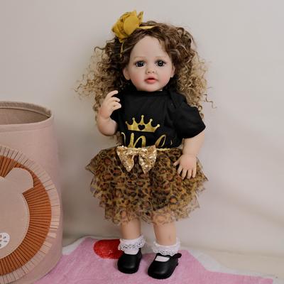 22 İnç Tam Silikon Gövdeli Canlı Yenidoğan Bebek Betty Sevimli Prenses Kız Bebek Moda Degrade Kıvırcık Saçlı Yenidoğan Bebekler Çocuk Hediyesi İçin