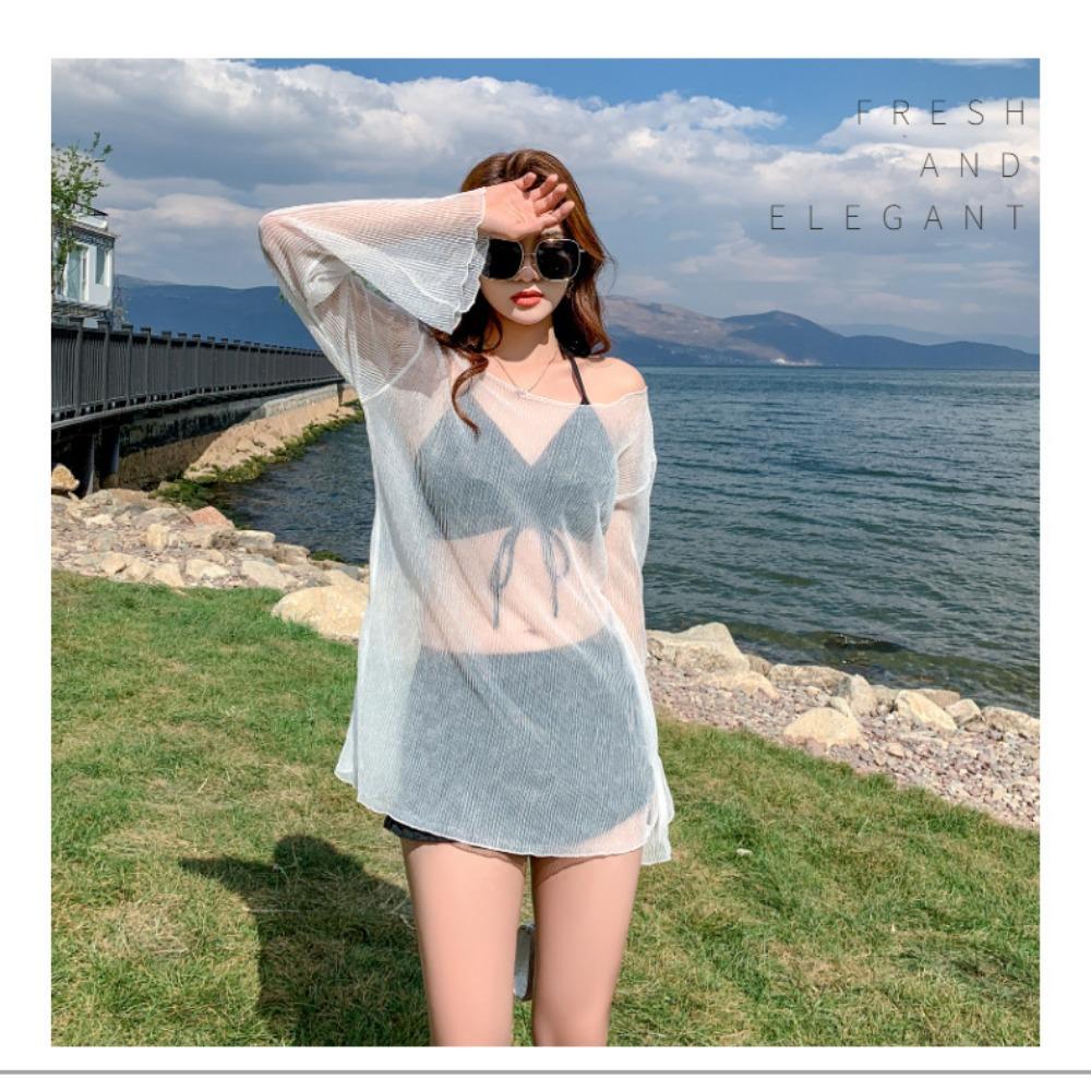 Sexy and Thin Belly Cover Split Bikini Three-piece Long-sleeved Swimsuit