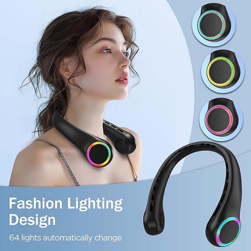New Arrival Portable USB Rechargeable Cooling Fan Wearable Neck Black Mini Sport Fan White Box Power Item for Household