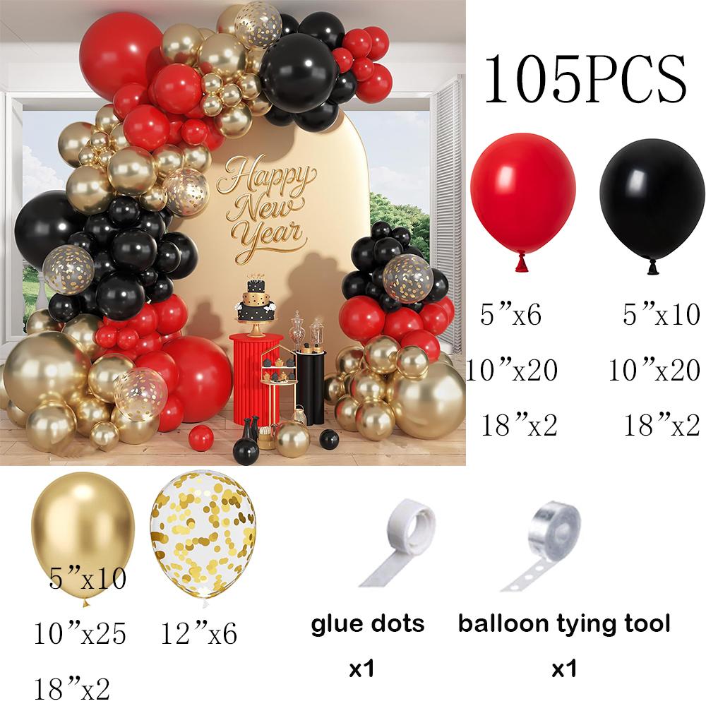 

Black Red Balloon Arch Kit Metallic Gold Confetti Balloons Garland Birthday Party Baby Shower Valentine Day Decoration Globos AS Picture