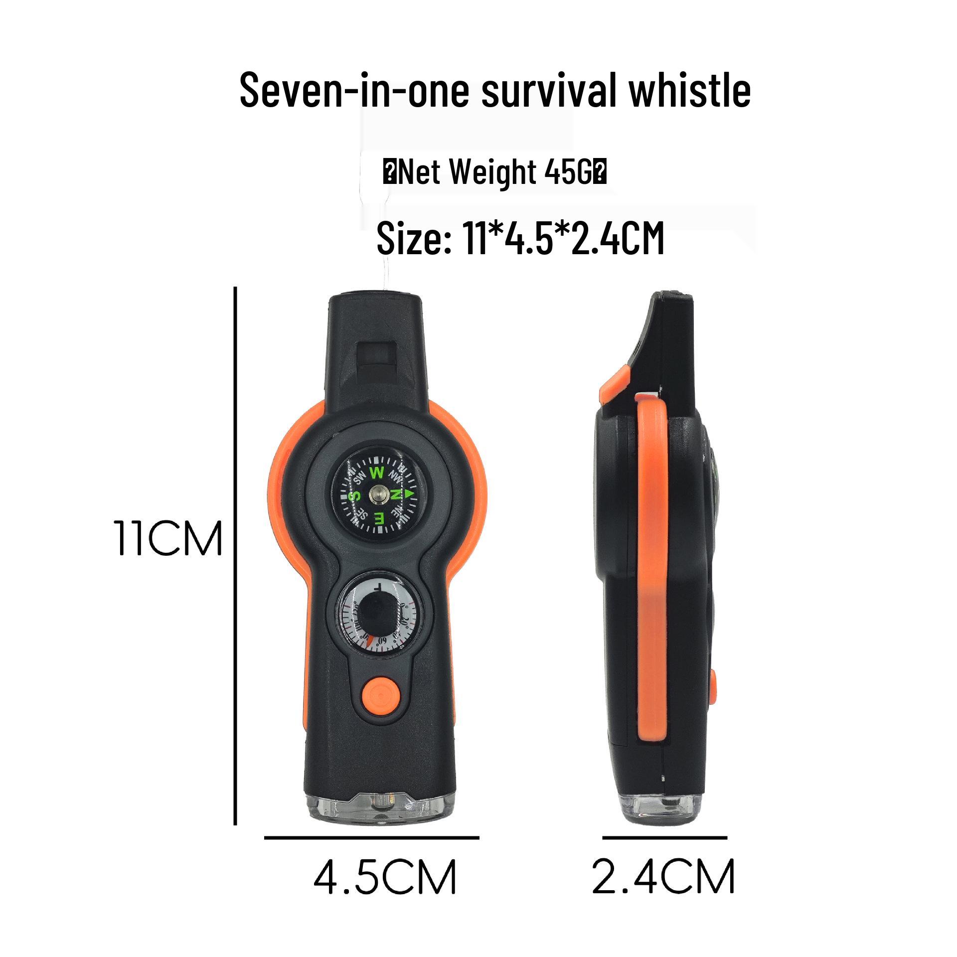 

LED Light Compass 7-in-1 Outdoor Survival Whistle with Thermometer оранжевый