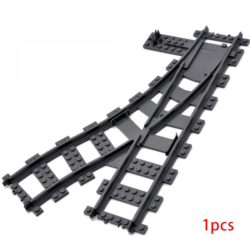 City Trains Left and Right Points Flexible Switch Railway Crossing Tracks Rails Forked Straight Curved Building Block Bricks Toy