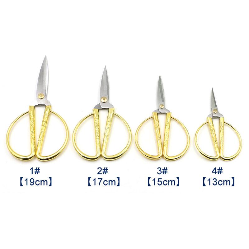 Three Loves, Opening Ribbon-Cutting Golden Dragon And Phoenix Scissors Wedding Home Festive Scissors Stainless Steel Handmade Diy Paper-Cutting