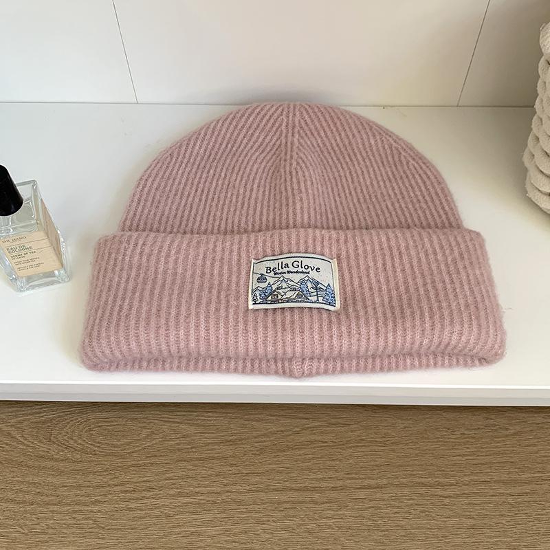 Big head circumference hat Thickened solid color knitted hat Dome wool hat Warm ear protector Cold hat