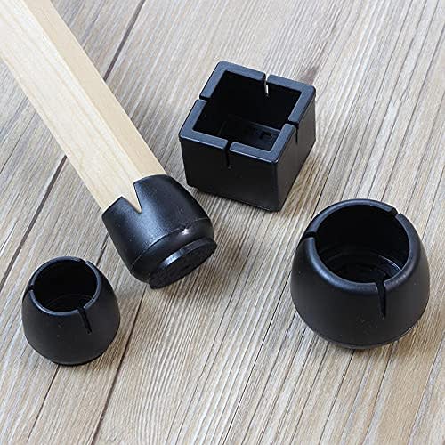 ASKRefine Chair Leg Covers, Set of 8, Square 16-21mm x 37-42mm, Black, with Felt, Chair Leg Caps, Guards, Noise Reduction, Prevents Floor Scratches (S