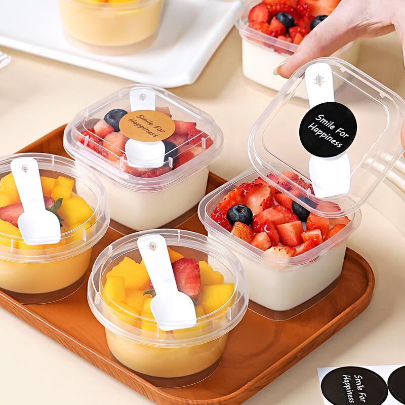 Disposable Dessert Pudding Cups with Spoons