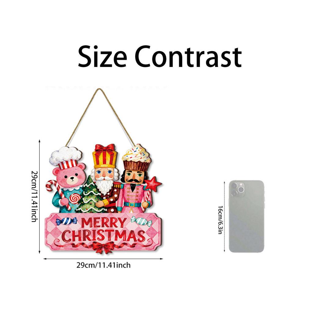 Christmas Door Hanging Wooden Christmas American Welcome Doorplate Wreath Pendant Hanging Decoration Sign Wall Decoration