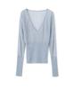 MILLO WOMEN Sheer Deep V-Neck Knit [Ash Blue]