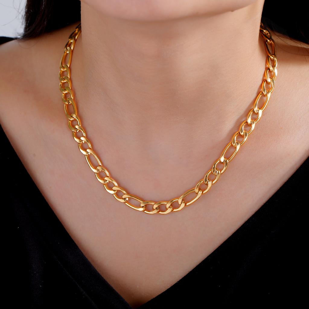 Collier chaîne Figaro Teamer pour Hommes Femmes Basique Punk Couleur Or Acier Inoxydable Long Collier Chokers Hommes Hip Hop Bijoux Cadeaux