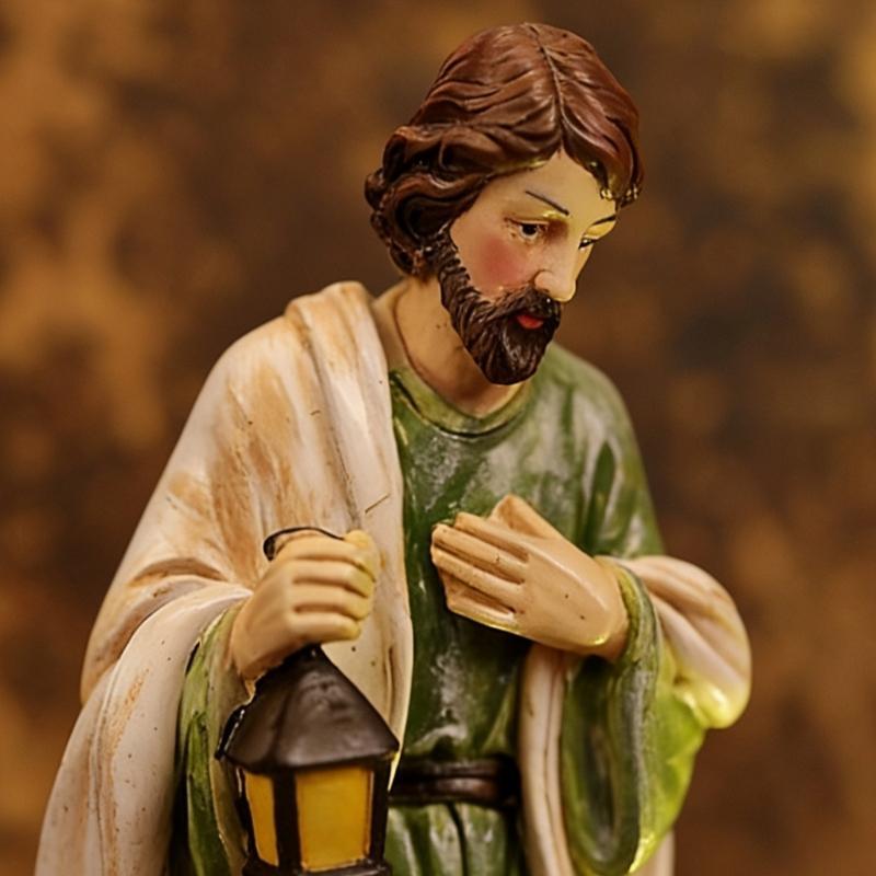 Friendly Resin Nativity Set LED Light Holy Family Three Persons Christmas Decoration for Indoor Festival Ambiances HX6C