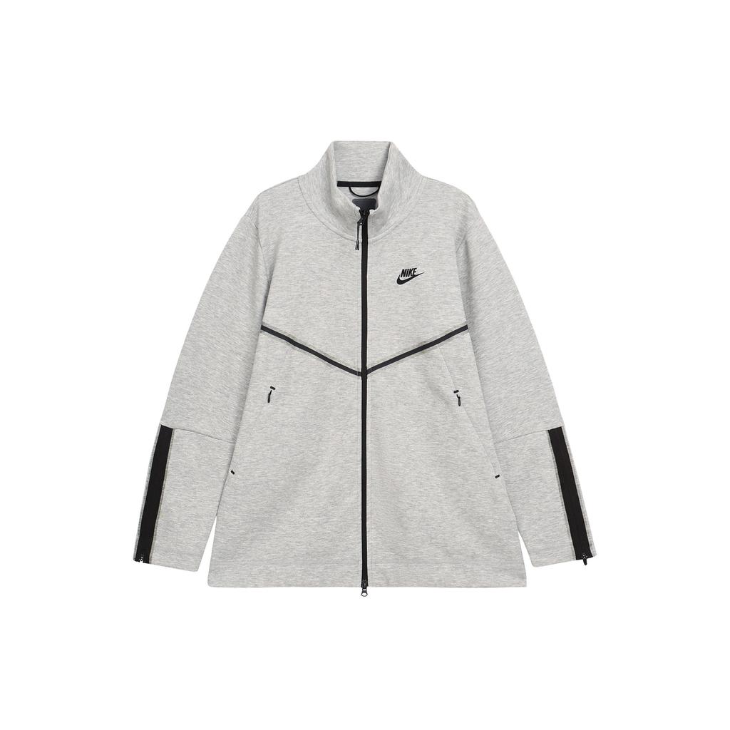 Nike Solid Color Brand Logo Zip-Up Jacket Women Jackets Gray CW4297-063