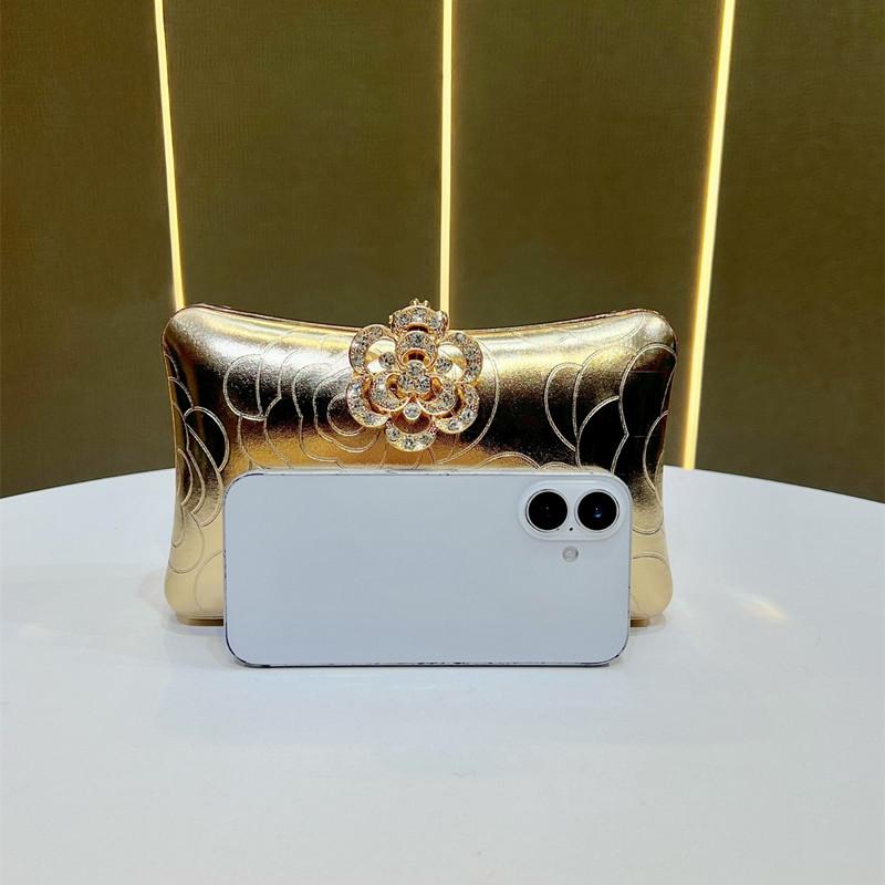 Luxury High-end 3D Embossing Women's Evening Bag Brand Design Diamond Flower Dinner Handbags Fashion Wedding Dress Crossbody Bag