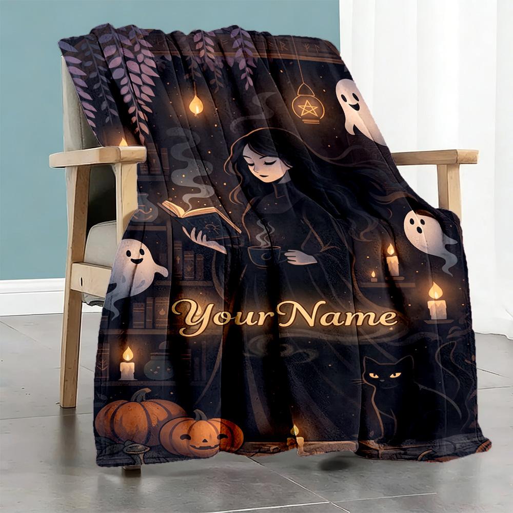 Gothic Illustrations Customize Your Name Blanket Multi-purpose Customizable Blanket Soft Warm Cozy Great for Picnics Office Chair Couch All-Season Use