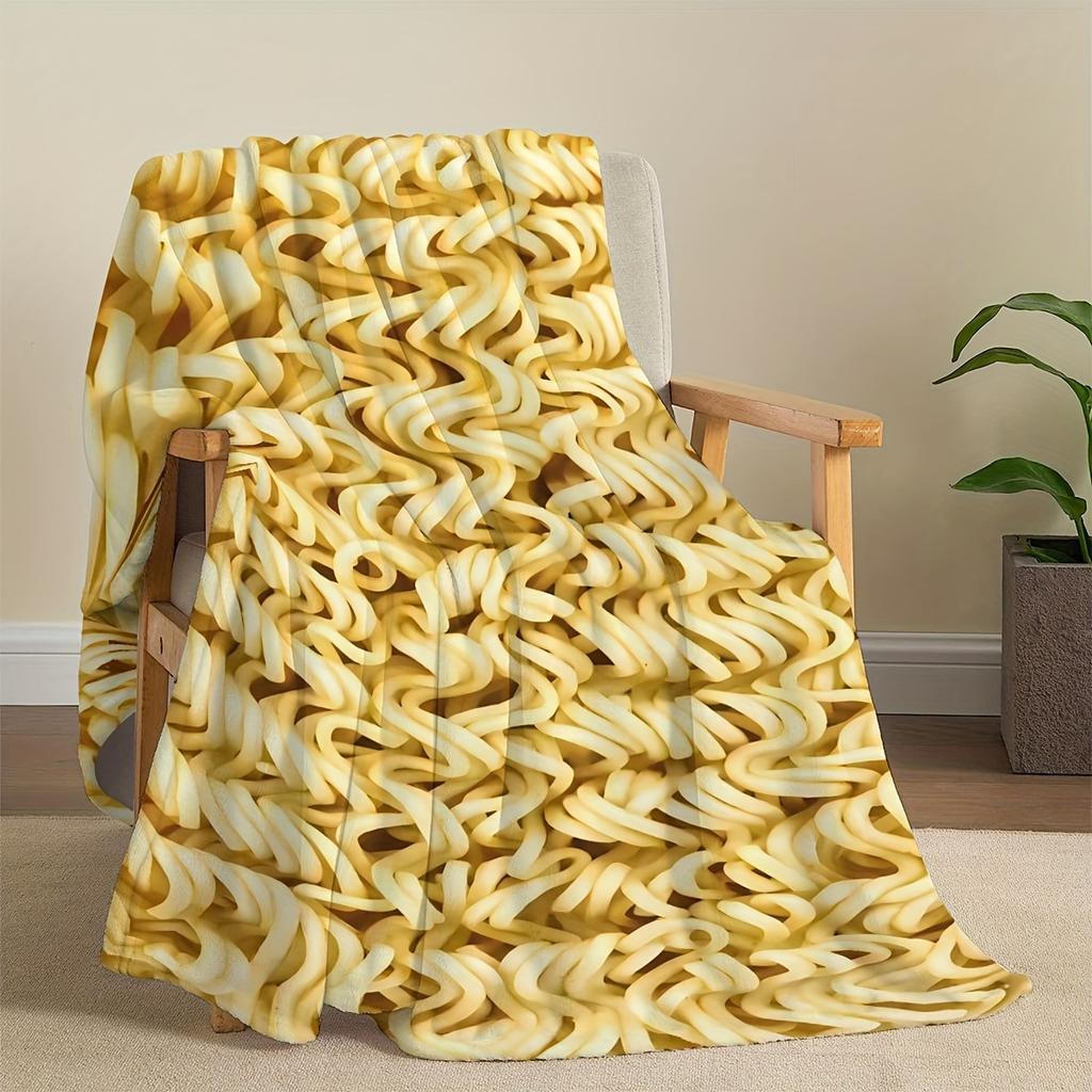 Instant Ramen Noodles Blanket Single Sided 2D Print Soft Flannel Fleece Throw Blanket For Bed Couch Sofa Funny Food For Foodies