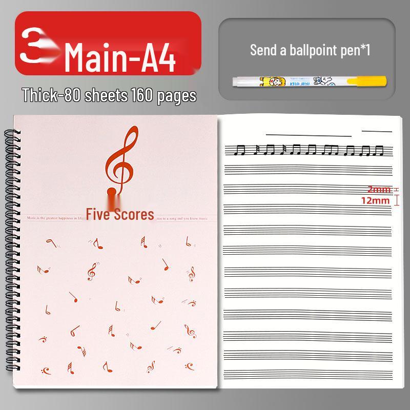 A4 Wide-Spaced Music Sheet Notebook for Beginners - Loose-Leaf, Thickened, Blank Pages for Children