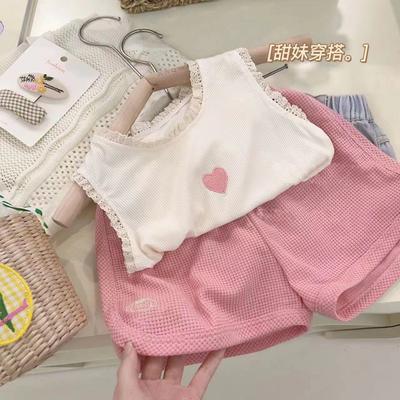 Summer Pure Cotton Girls Vest And Shorts Set Stylish Casual Two Piece Outfit For Little And Middle Kids