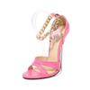 Night show women's outer wear lock metal chain pointed thin large size super high heel sandals