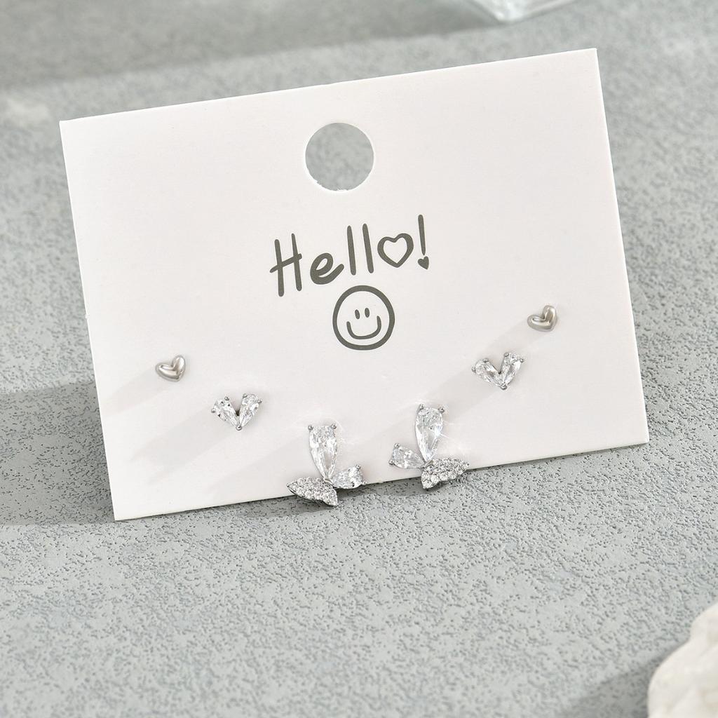 Personalized Butterfly Stud Earrings Women's Small and Versatile Niche Design Sense Simple and Cold Wind Diamond Earrings Earrings