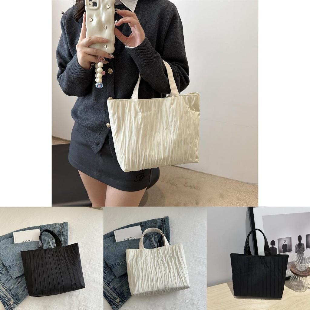 2024 New Retro Fashion Solid Color Tote Bag Stylish Large Capacity Handbag For Daily Use