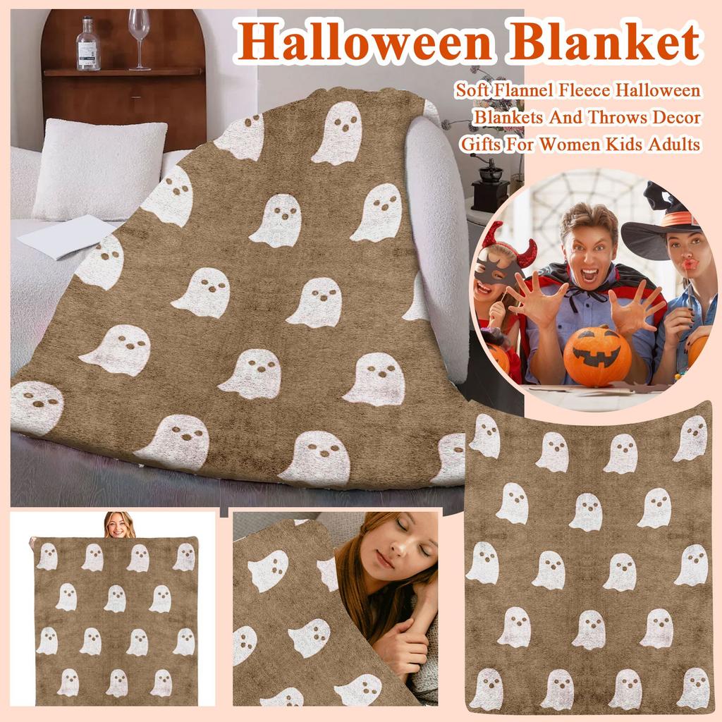 Halloween Throw Blanket For Adults Kids, Soft Flannel Fleece Halloween Blankets And Throws Decor Gifts For Women Kids Adults