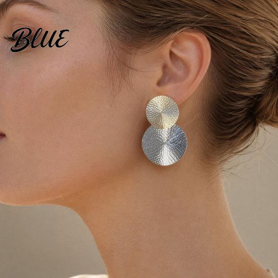 Versatile Earrings 1 Pair Large Double Round Disc Dangle Drop