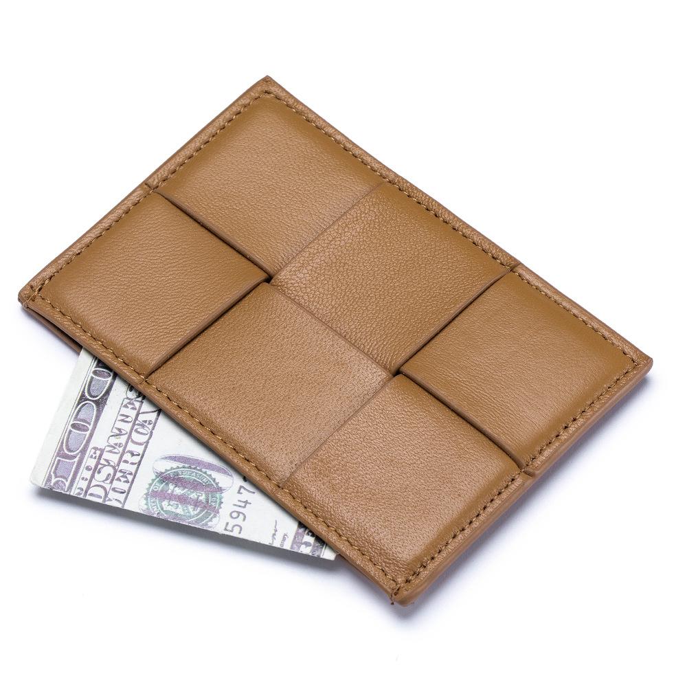 

2025 new ultra-thin card bag, women s business card clip, woven sheepskin, small and delicate portable card holder, bill holder.