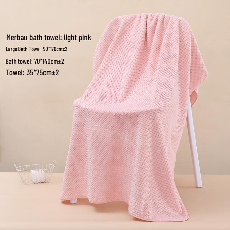 Coral Fleece Quick-Dry Large Bath Towel: Absorbent, Thickened Pineapple Grid Design for Beach, Swimming, or Beauty Salon.